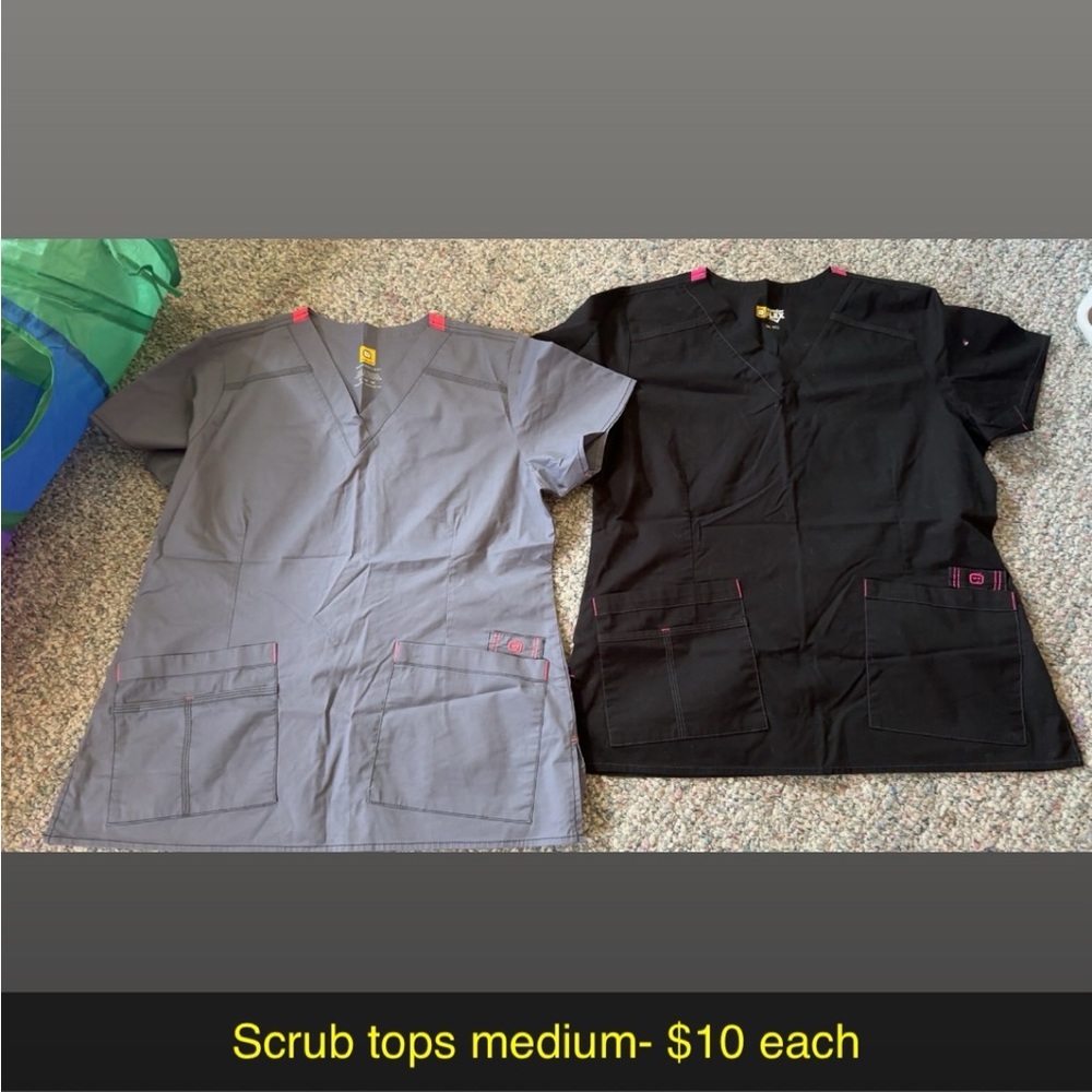 Gray and Black Scrub Tops